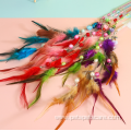 Hot sell plastic stick colorful feather cat toys